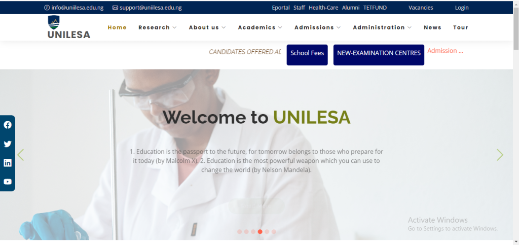 How To Apply for UNILESA POST UTME Form