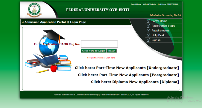 FUOYE Enables Portal for 2024 POST UTME Registration