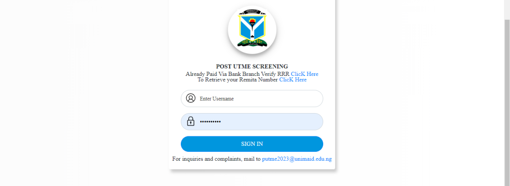 How To Apply for UNIMAID POST UTME Form